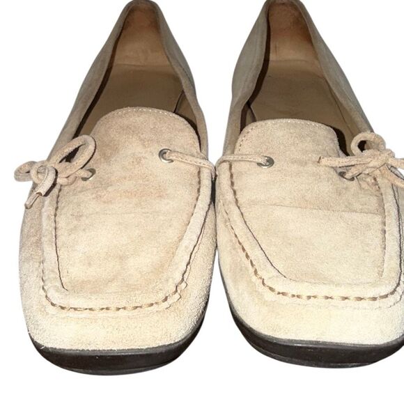 Prada GUC Frasurbane Suede Leather Moccosin Loafers Flats Classic Luxury Beige - Picture 4 of 11